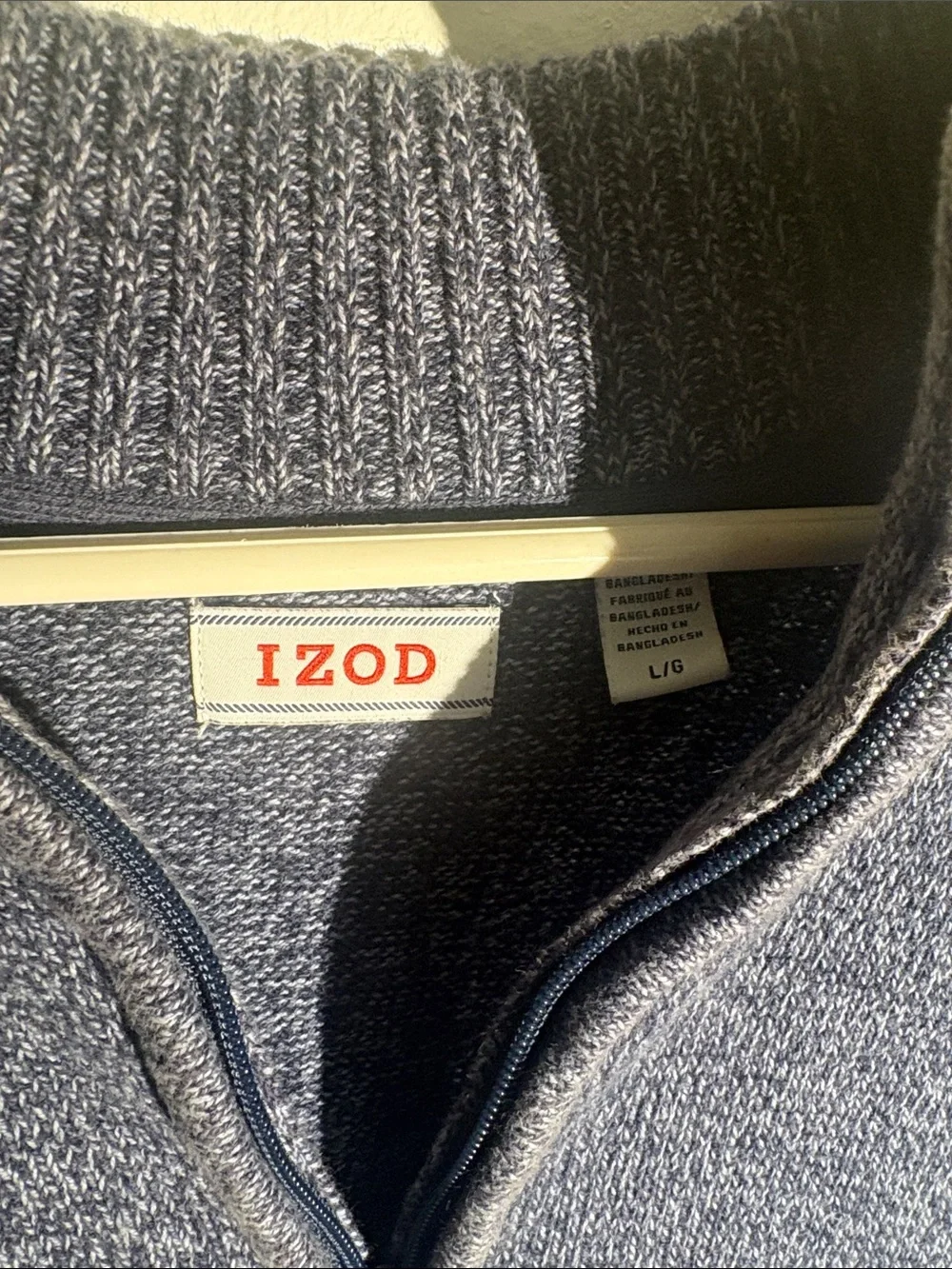 Izod Men's Navy Heather Quarter Zip Pullover Sweater